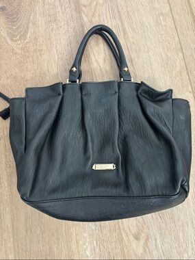 Jessica Simpson Black Structured Tote with Gold Hardware